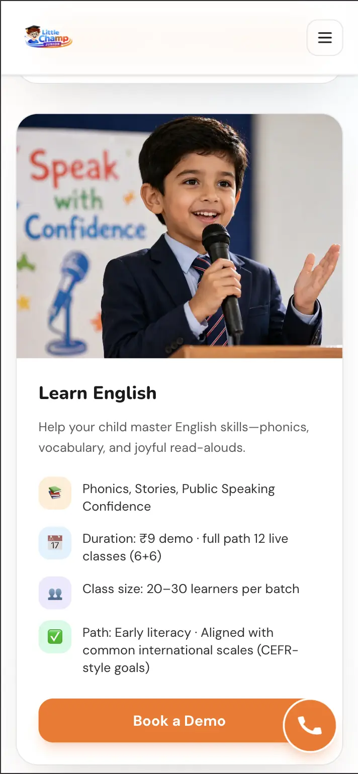 LittleChamp Classes app preview